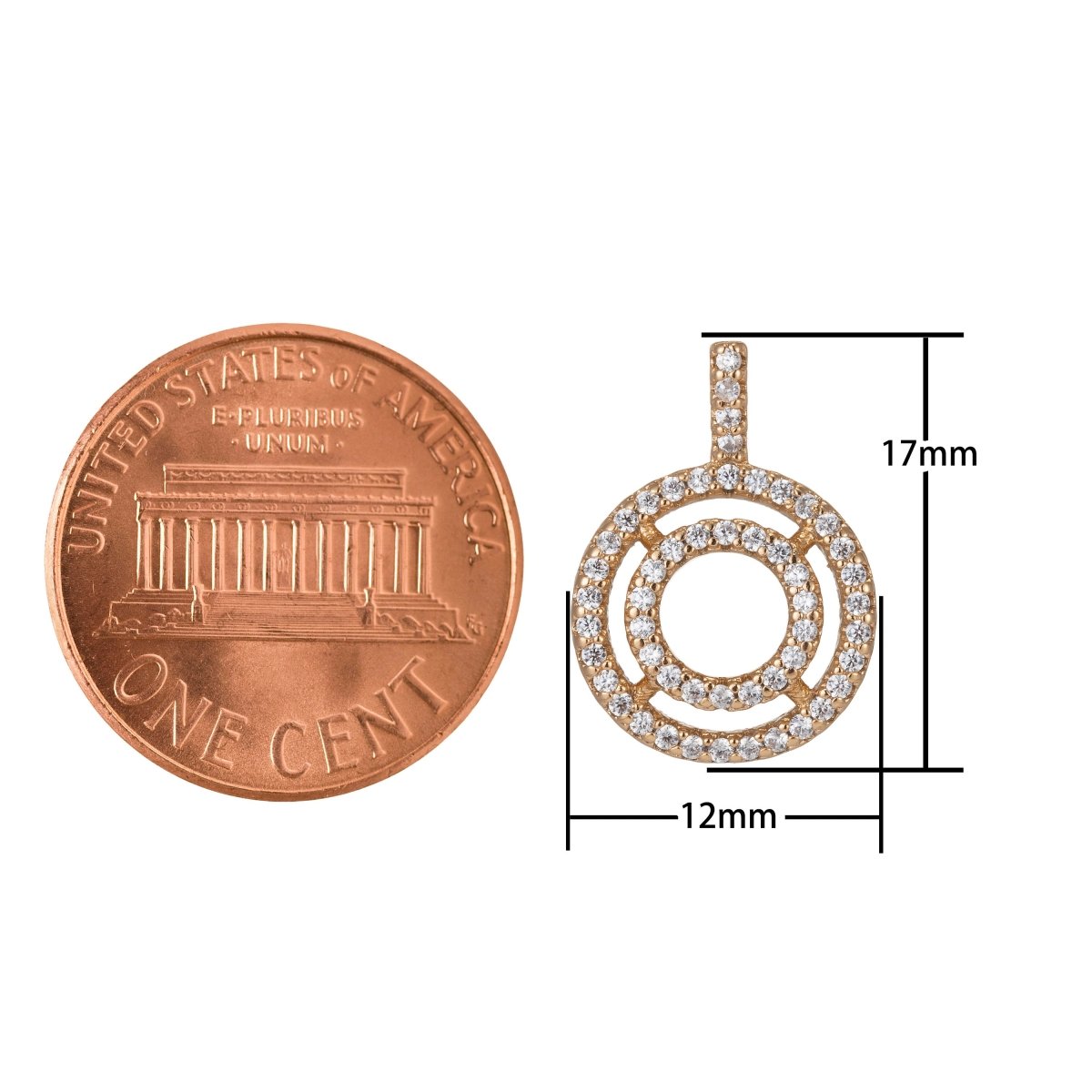 18k Gold Filled Micro Pave CZ Geometric Pendant Charm, Micro Pave CZ Circle Pendant Charm, Gold Filled Pendant, For DIY Jewelry I-520