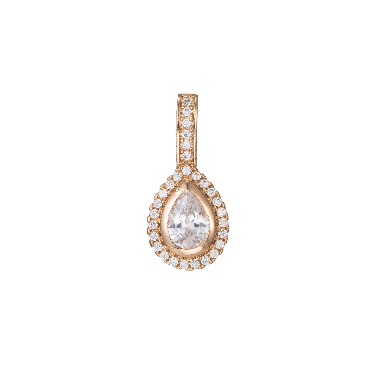 18k Gold Filled Micro Pave CZ Geometric Pendant Charm, Micro Pave CZ Oval Pendant Charm, Gold Filled Pendant, For DIY Jewelry I-409