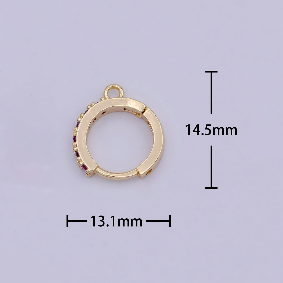 18k Gold Filled Pink cubic one touch w/ open link, Lead Nickel free Lever back earring making Component Cz Hoop K-017