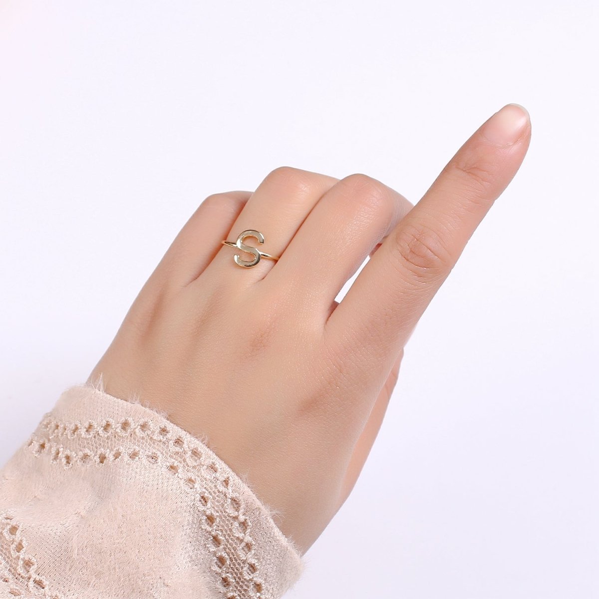 18K Gold Filled "S" Adjustable Ring - R284