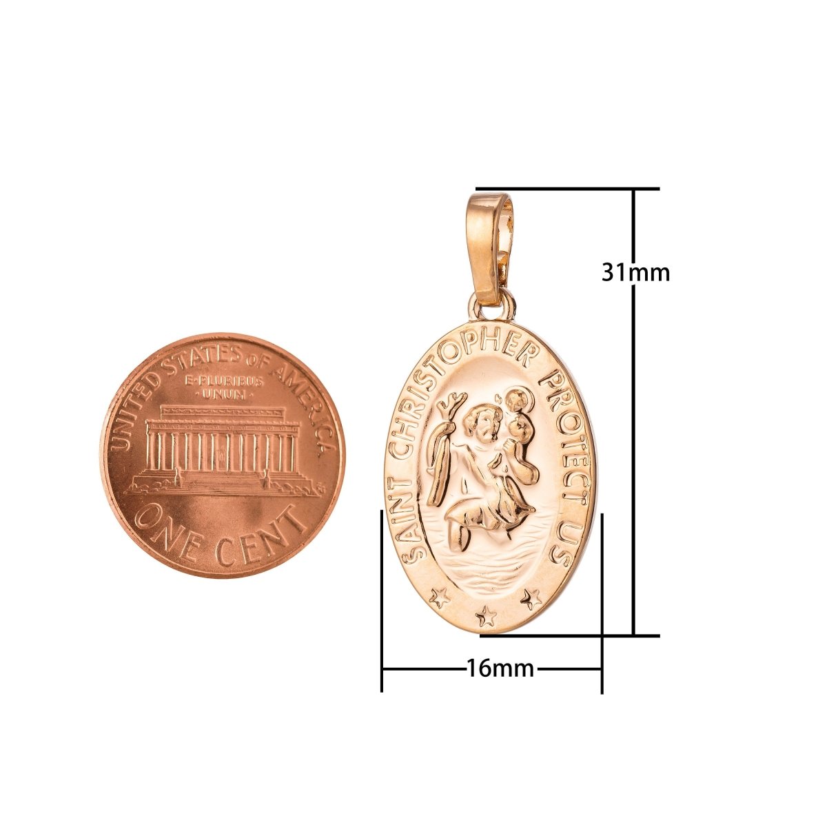 18K Gold Filled Saint Christopher PENDANT, Dainty Protection Charm, Gold Medallion Pendant, Traveling Saint Charm, Traveler's Necklace H-858