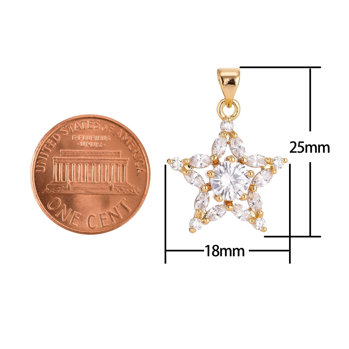 18k Gold Filled Shine bright Star in CZ H-268