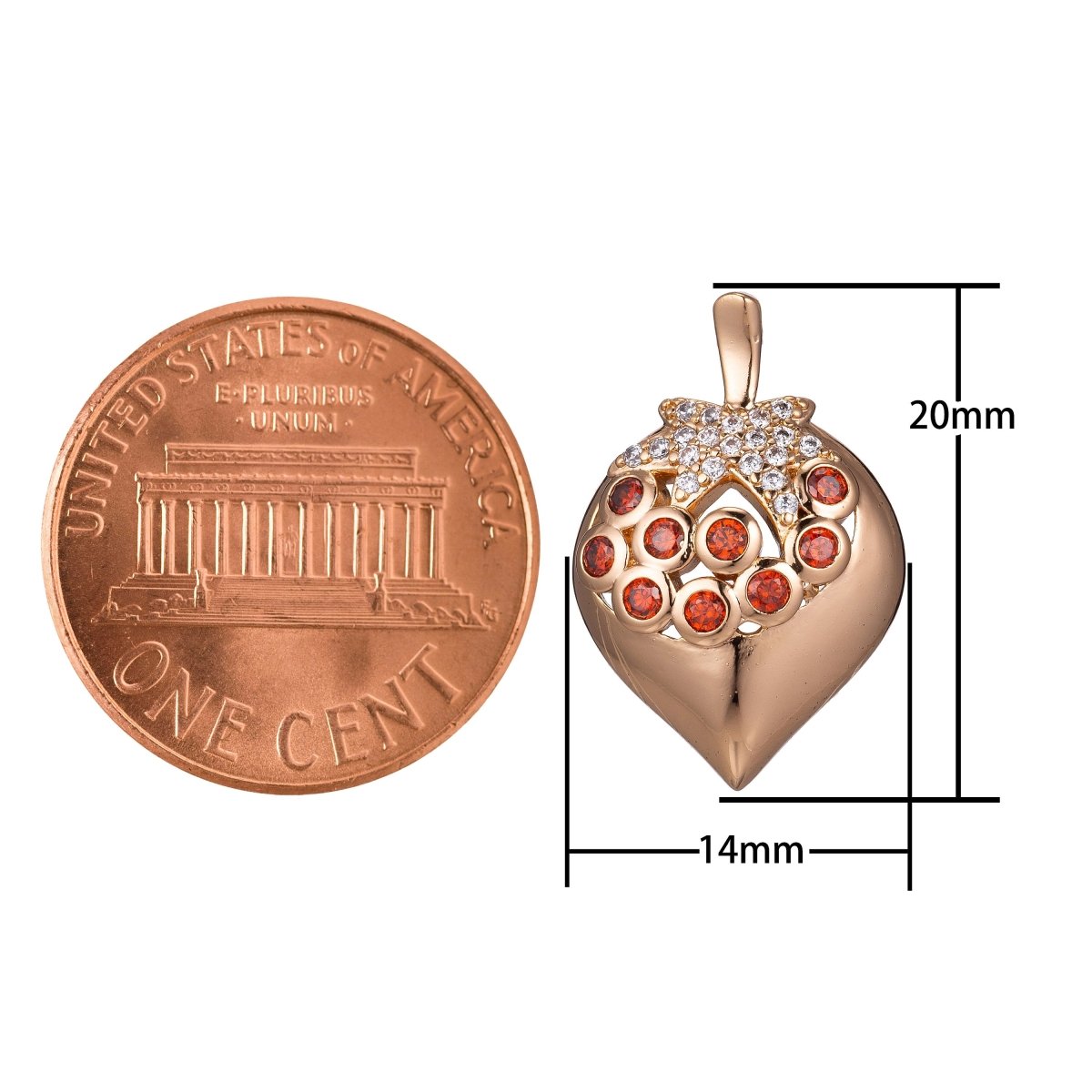 18K Gold Filled Strawberry Charm Red Strawberry Pendant for Layer Necklace Finding Jewelry Making Supply H-850