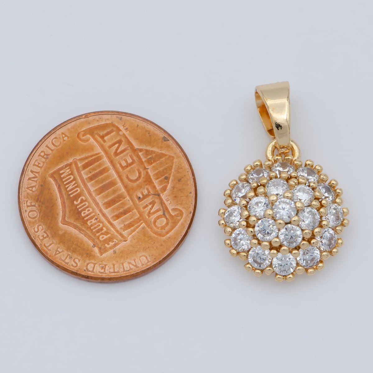 18K Gold Filled Sun CZ paved Charm, Bright Cubic Micro paved Pendant Celestial Jewelry Craft Supply, Sunshine, Sunburst, Nature Lover Gift I-090