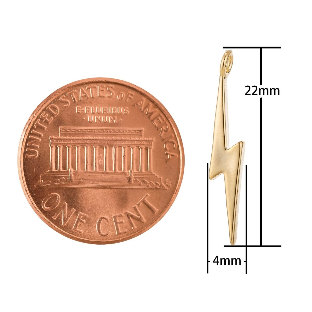 18K Gold Filled Teeny Tiny Lightning Bold Charms - 22mm x 4mm electric thunder storm bolt earring necklace jewelry supplies C-294