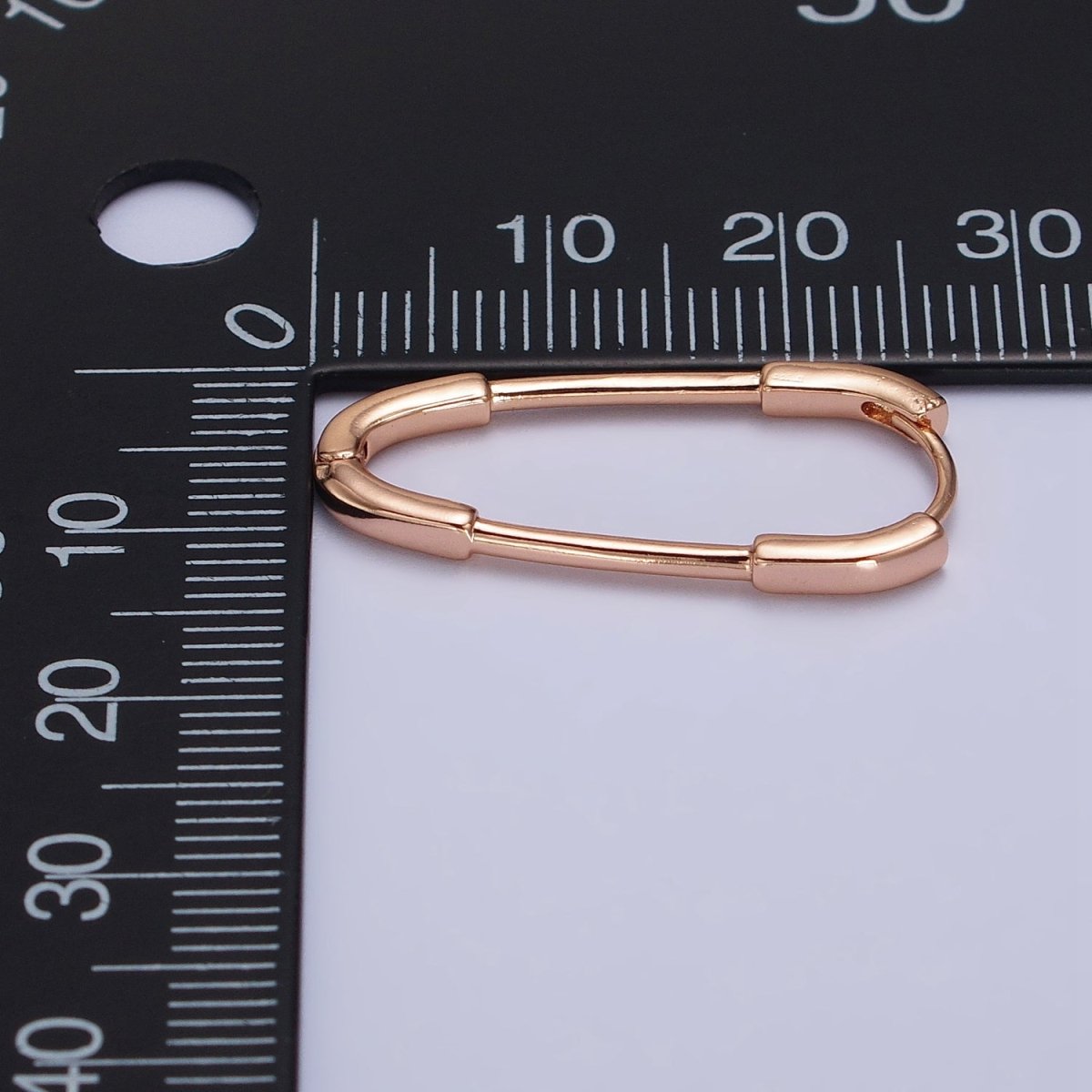 18k Gold Filled Thin Oblong Hoop Earring Oval Lever Back Earring Minimalist Jewelry AB1069