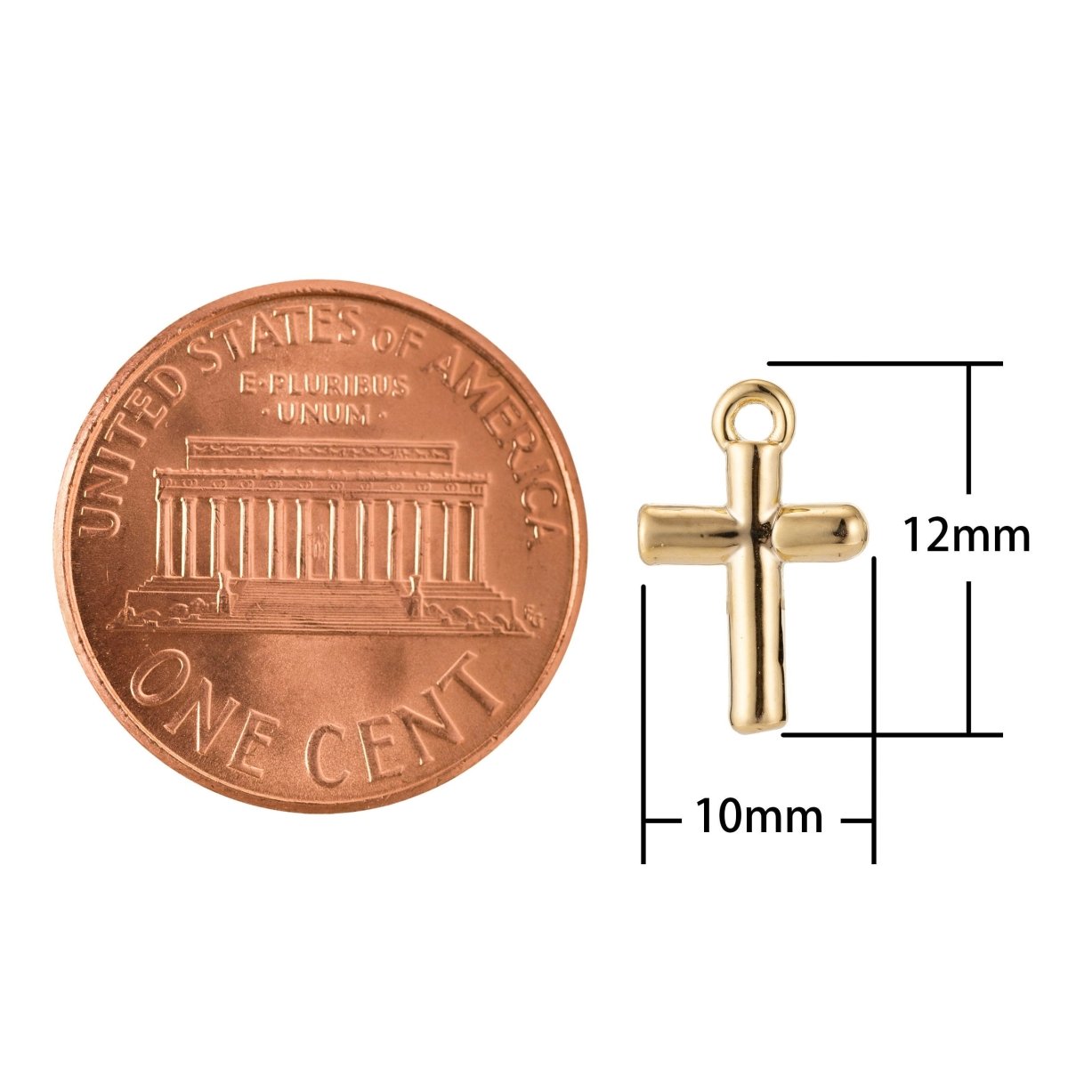 18k Gold Filled Tiny Dainty Small Cross Charm Simple Cross for Bracelet Necklace Earring Charm Jewelry Making AC-1140