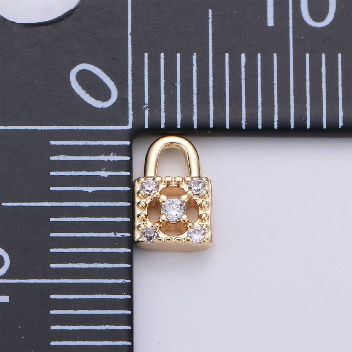 18k Gold Filled Tiny Lock Charm Gold Padlock Charm Micro Pave Lock Charm GF for Necklace Bracelet Earring Jewelry Making Supply 8x5 mm | K-139