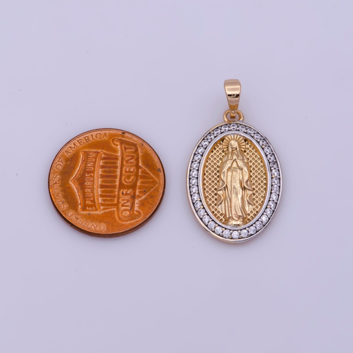 18k Gold Filled Virgin Mary Pendant, Virgin of Guadalupe, Our Lady Guadalupe, Religious / Dije de Guadalupe Medallion Charm N-1447