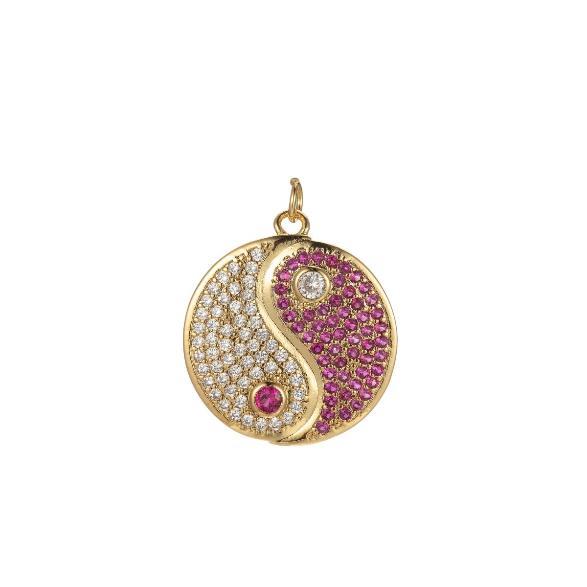 18K Gold Filled Yin Yang Dainty Pendant, Micro Pave YinYang Charm E-870-E-872