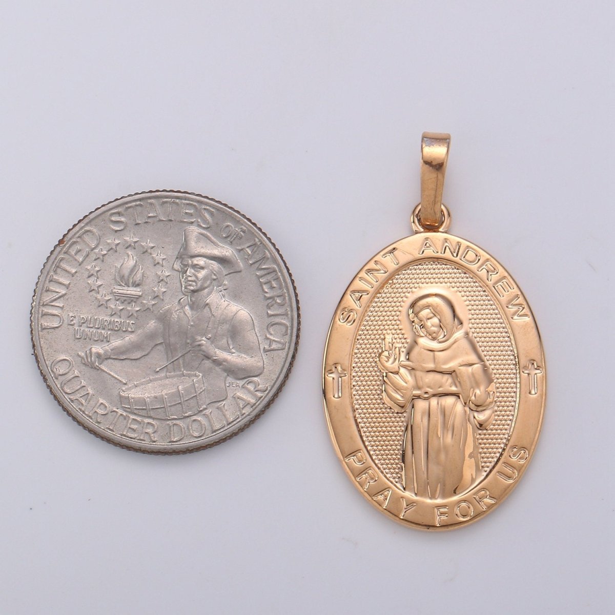18k Rose Gold Filled St Andrew Cross Medal - Patron of Fishermen and Unmarried Women - Religious Jewelry Novena Prayer Rosary Supply J-116