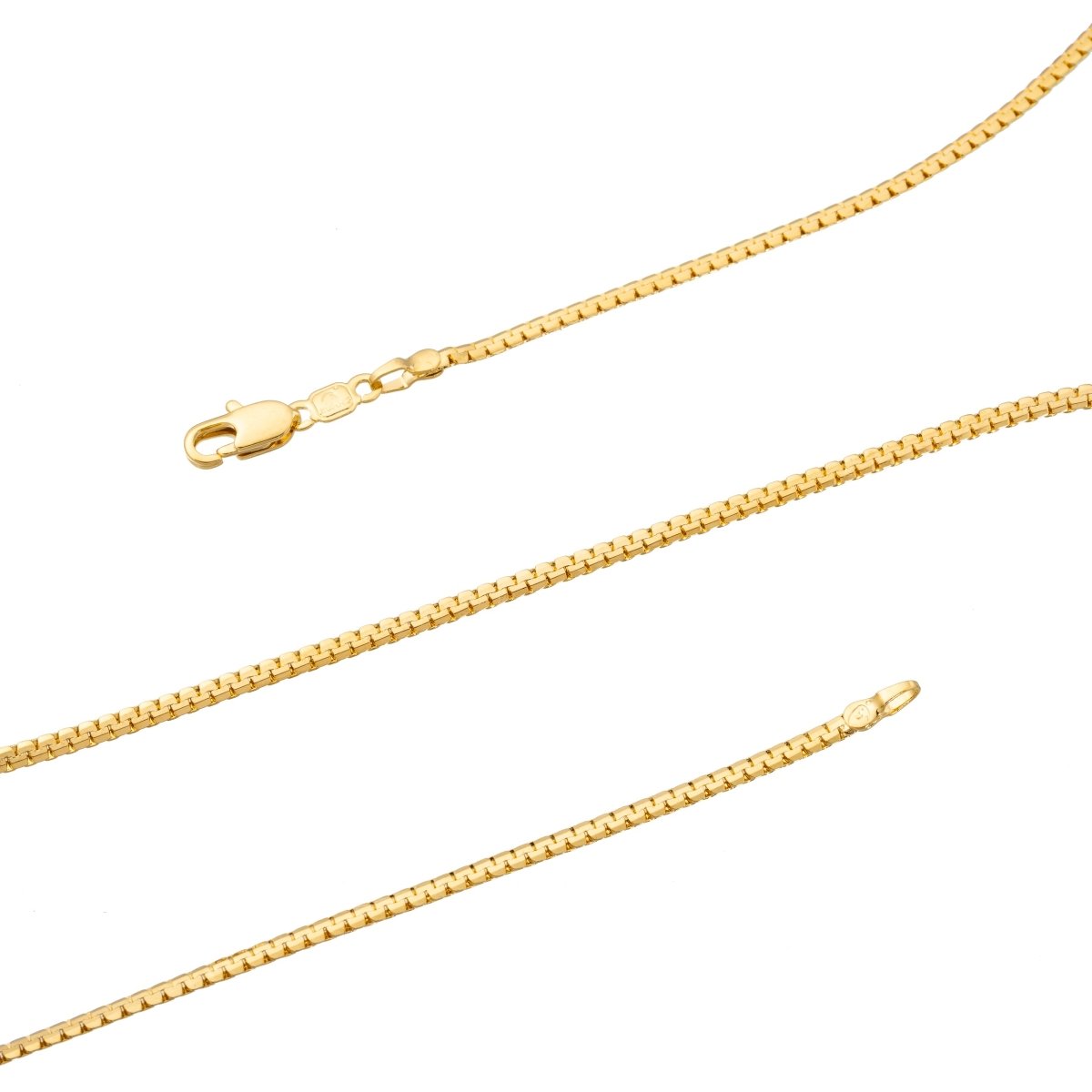 19.5 inch Gold C link Chain Necklace, 18K Gold Plated Finished Necklace For Jewelry Making, Dainty 1.7mm Cable Necklace w/ Lobster Clasps | CN-279 Clearance Pricing