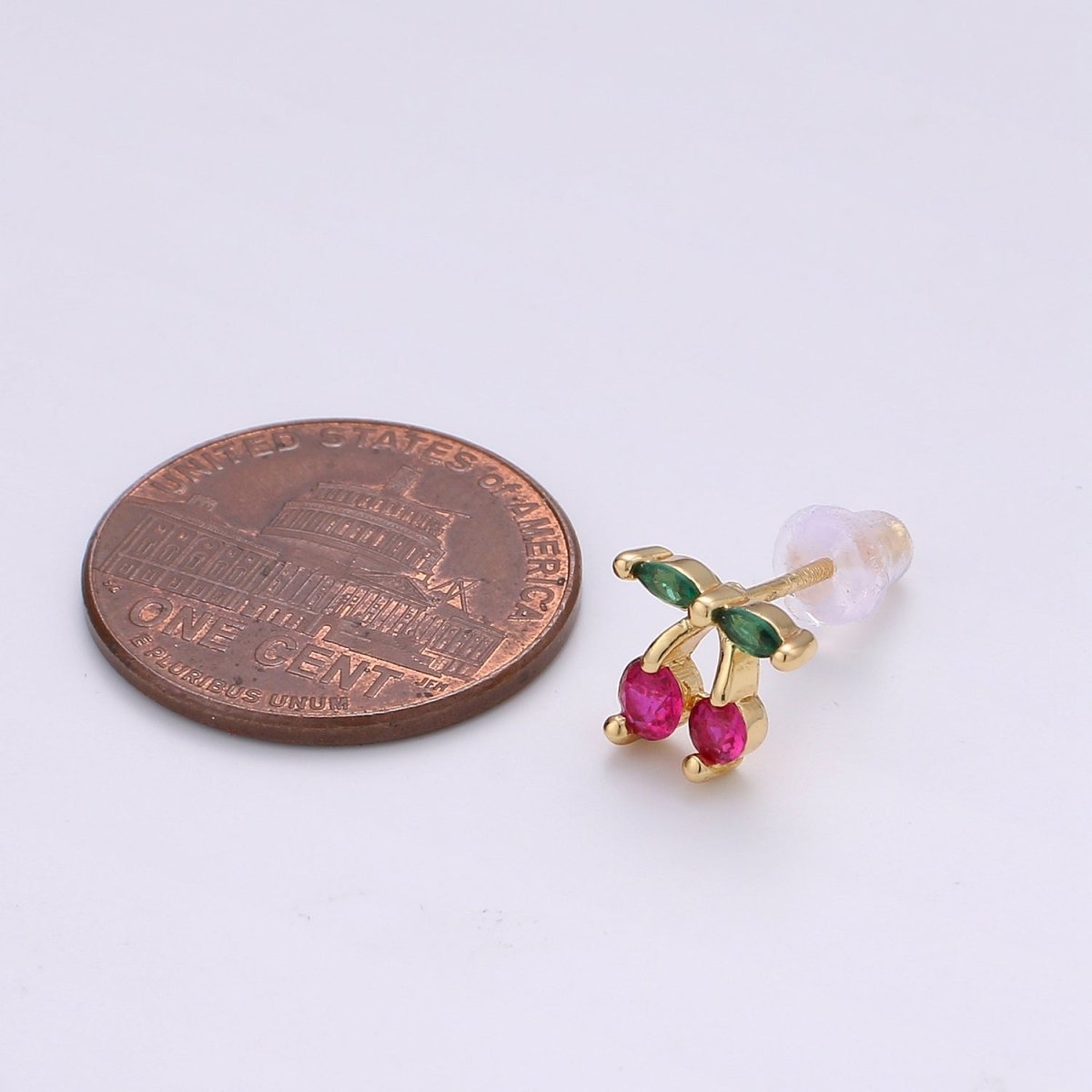 1pair Purple Crystal Cherry Fruits Studs Earrings CZ Floral Color Fruit Casual Daily Wear Earring Jewelry Q-393