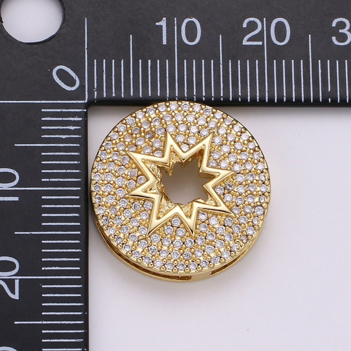 1pc 24K Gold Cardinal Spacer Beads, for DIY Star Beads Pave Charm Bracelet Compass Bead Size 19.9x4.6mm Hole 3.5mm B401
