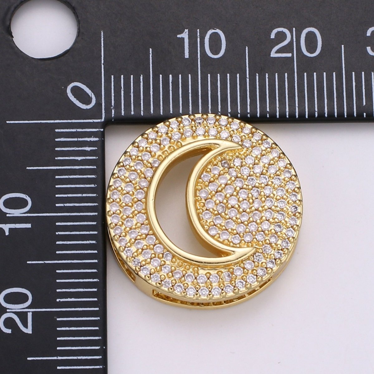 1pc 24K Gold Cresent Moon Spacer Beads, for DIY Moon, Celestial Pave Charm Bracelet Necklace Bead 19.9x4.6mm Hole 3.5mm B402