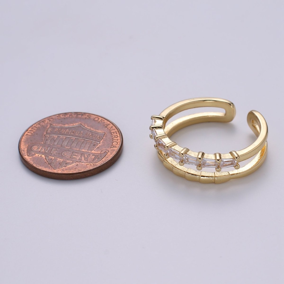 1pc Golden Two Circle Layers Ring CZ Crystal Geometric Daily Wear Ring Accessories/Jewelry O-953