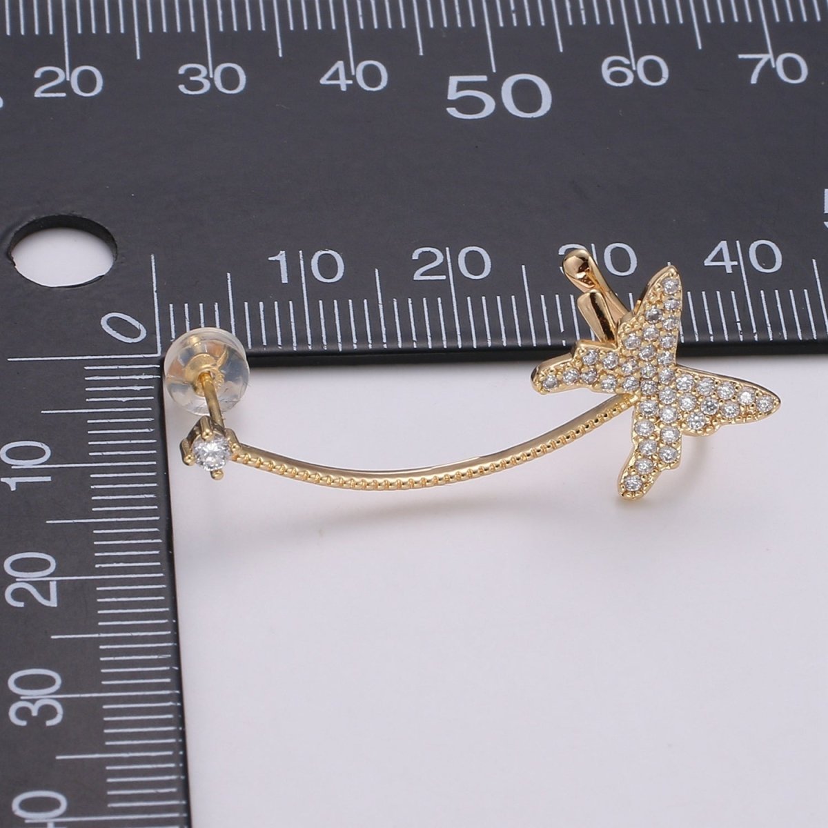 1x Butterfly climber earrings, Gold stud earrings, ear climber, ear cuffs, adorable design, Cz Earring delicate earrings, everyday, gifts AI-139