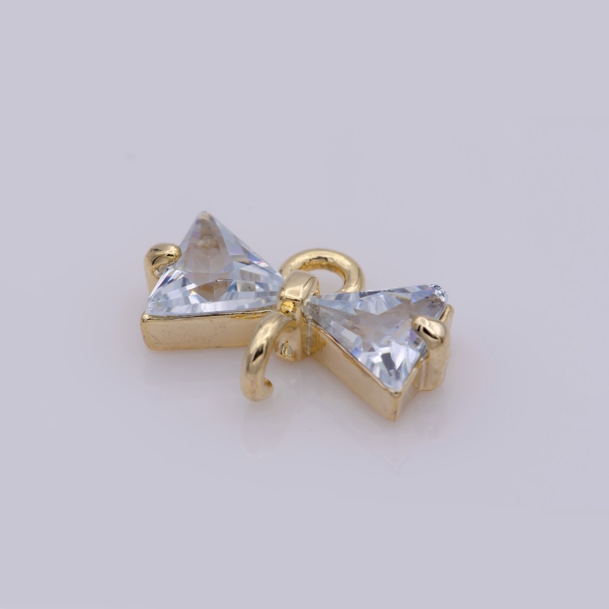 1x Cubic Bow Zirconia 14k Gold Filled Charm Connector, Bow Pendant, Cz Bow Charms with Open Link for Necklace Earring Component F-045
