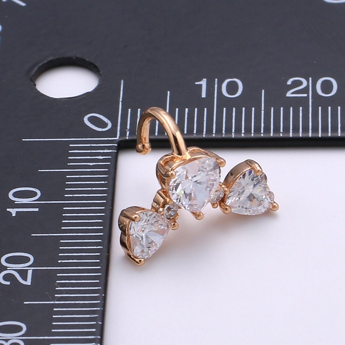 18K Gold Filled Triple Heart CZ Ear Cuff Earrings | AI142