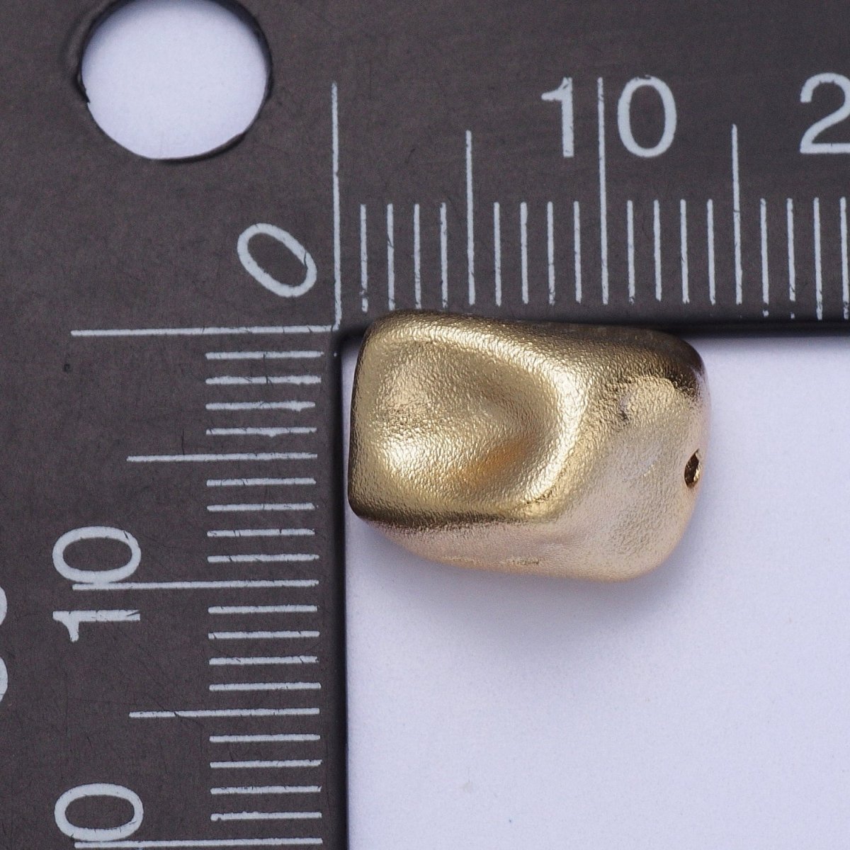 20 Pieces Dented Rectangular Gold Matte Geometric Bead | B-467