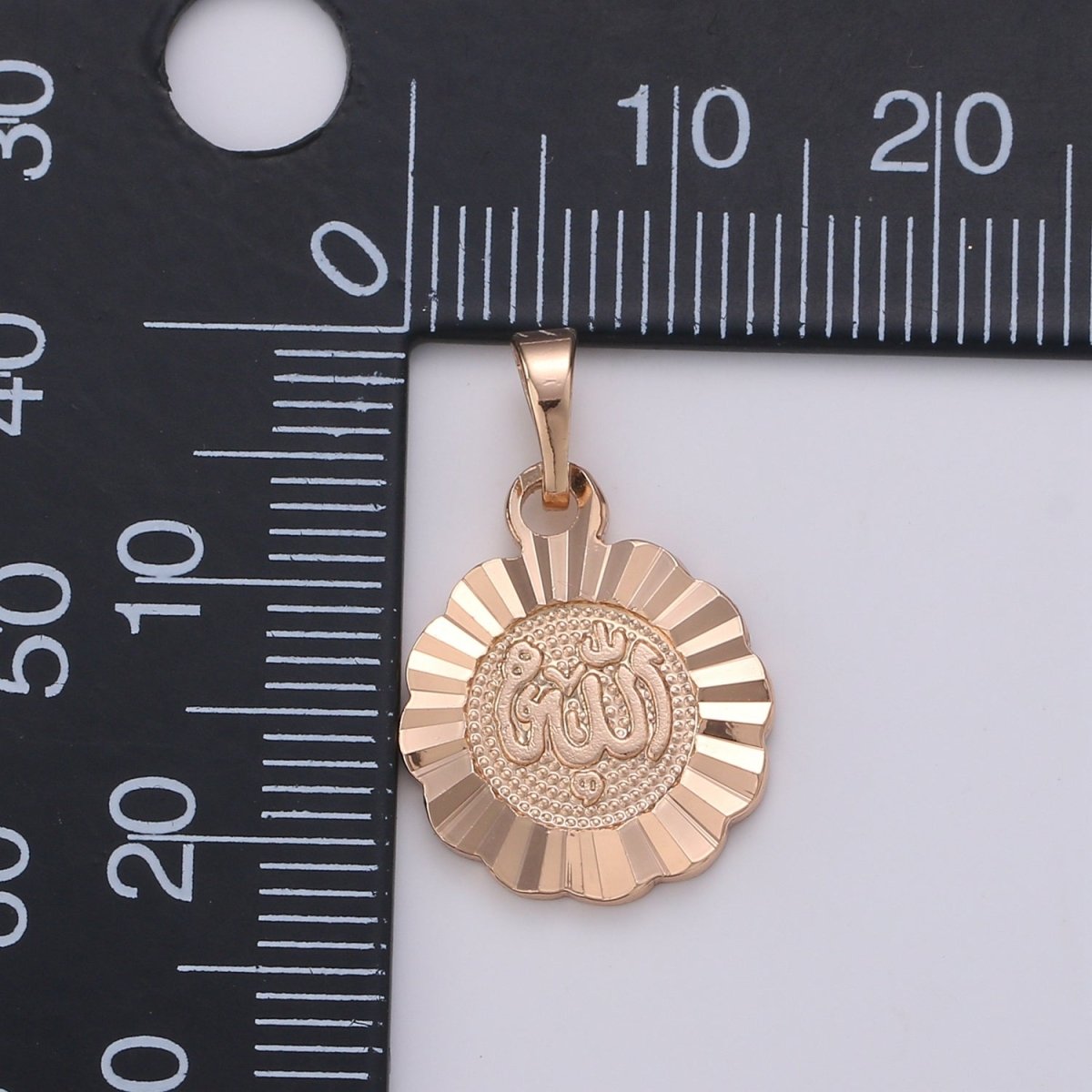 22x14mm Wholesale 18K Gold-Filled Rose Gold Arabic Text Medallion Pendant, Allah Moslem God Pendant for Necklace Bracelet Anklet Making J-179
