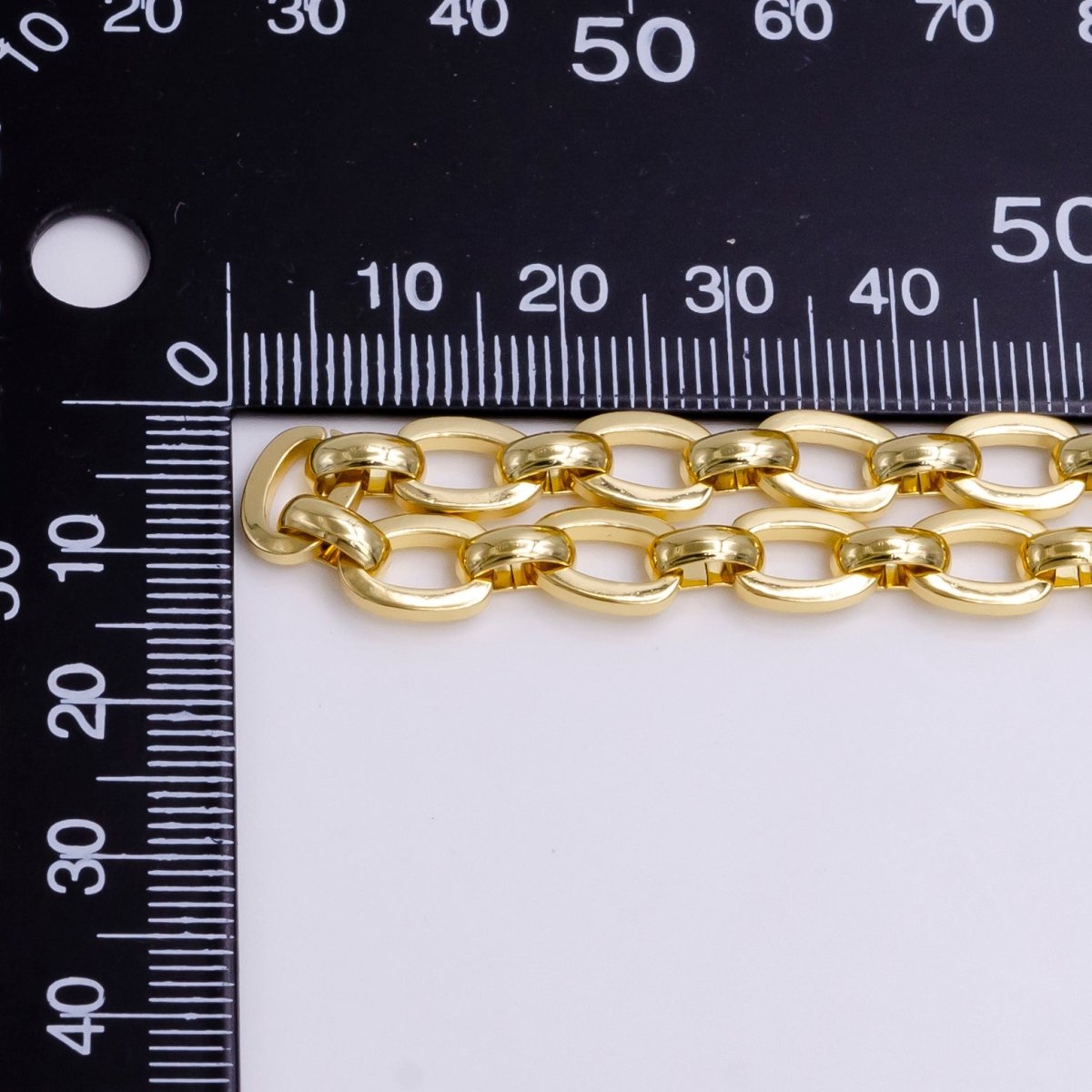 24K Gold 7mm Cable Boxy Link Chunky Statement Unfinished Chain For Jewelry Making | ROLL-1376