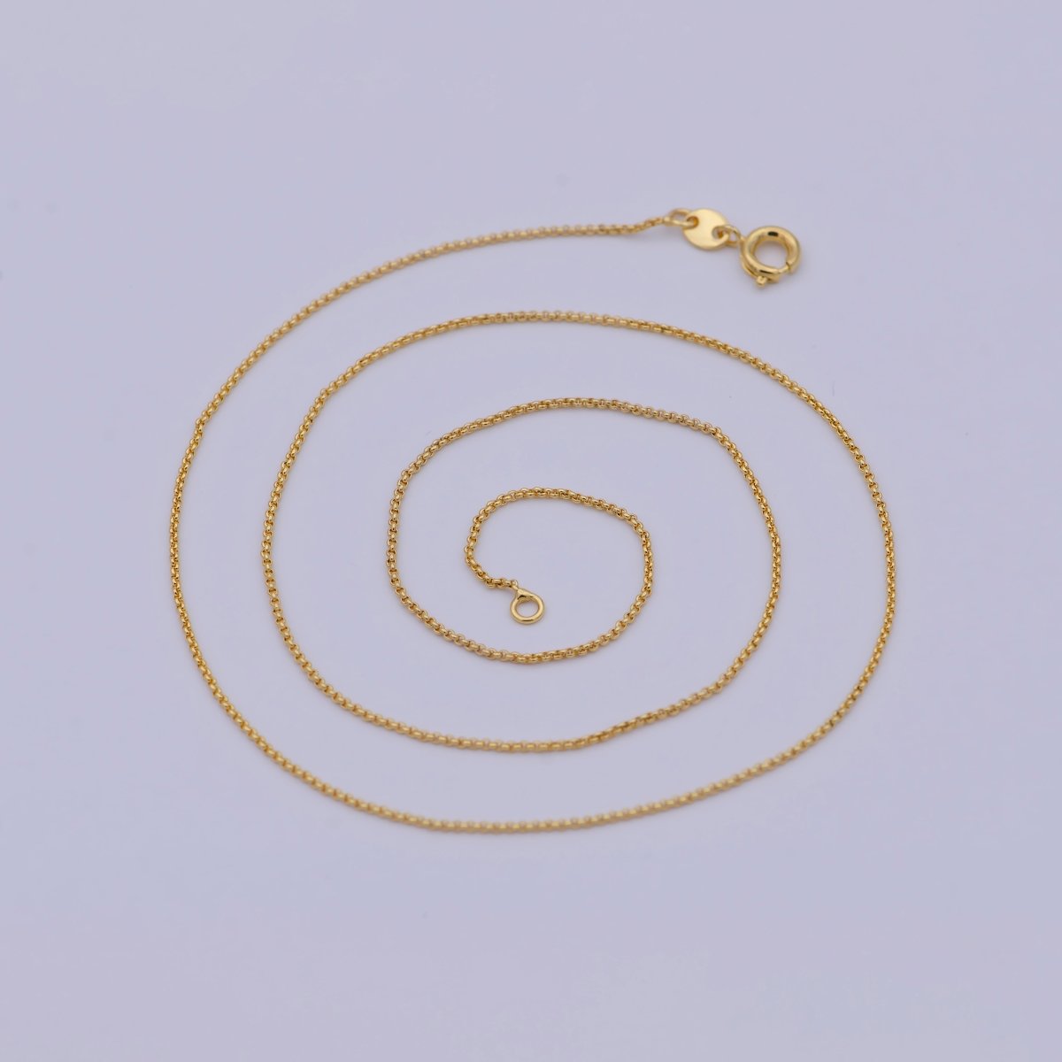 24K Gold Filled 0.8mm Dainty Rounded Rolo 18 Inch Layering Chain Necklace | WA-473 Clearance Pricing