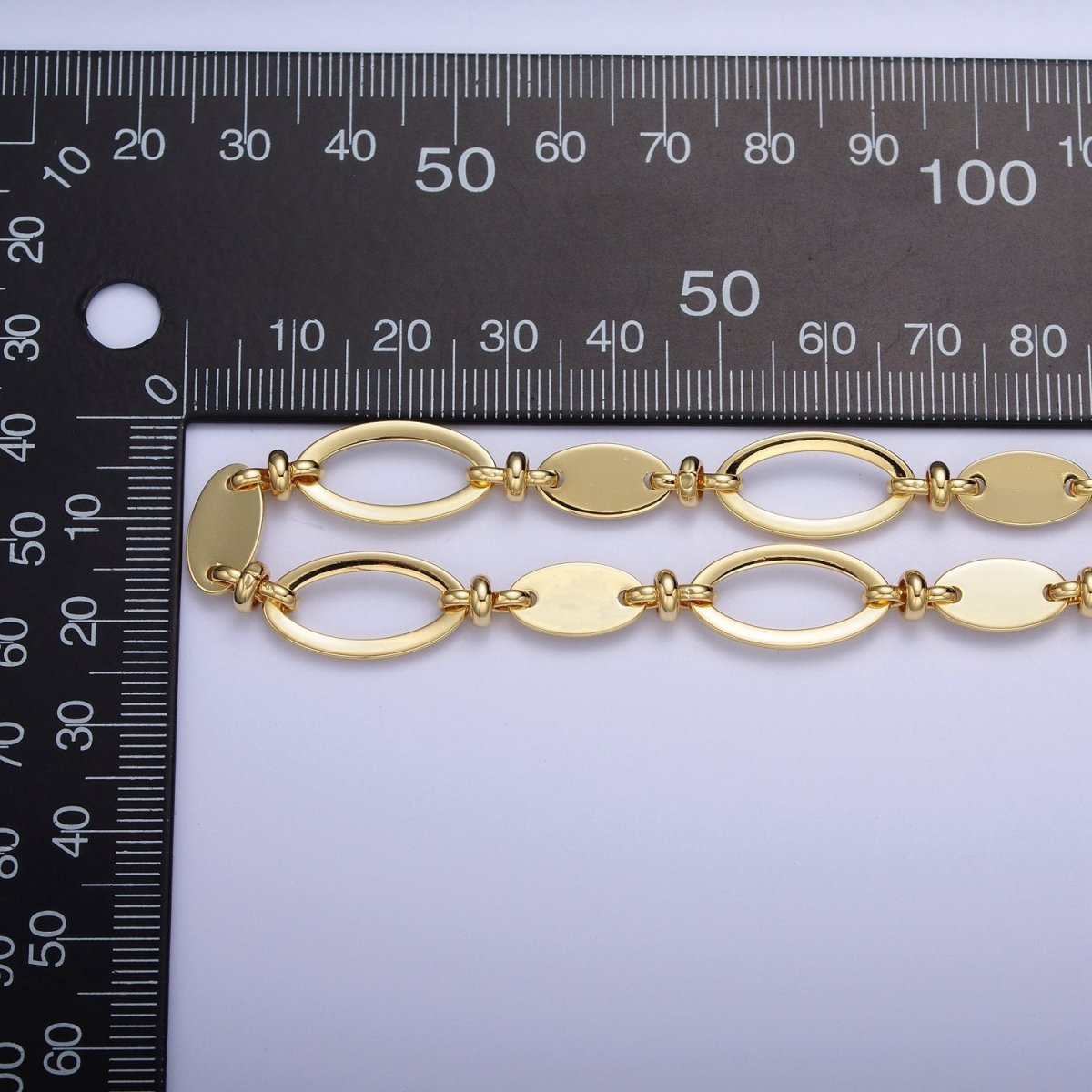 24K Gold Filled 10mm Designed Oval Cable Figure Eight Link Unfinished Chain | ROLL-878 Clearance Pricing
