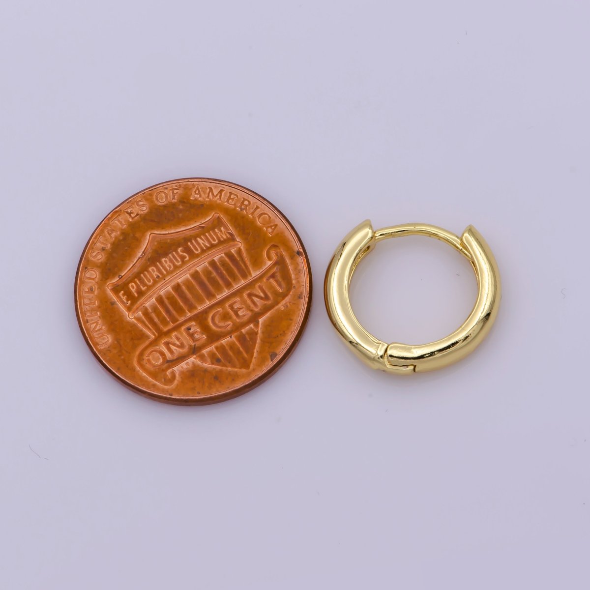 24K Gold Filled 14mm Dome Minimalist Huggie Hoop Earrings | AE-803