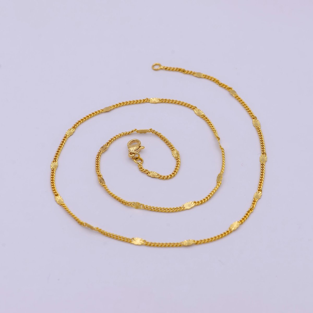 24K Gold Filled 1.5mm Curb Chain 15.5, 18 inch Finished Necklace For Wholesale Necklace Dainty Jewelry Making Supplies | WA-521 Clearance Pricing