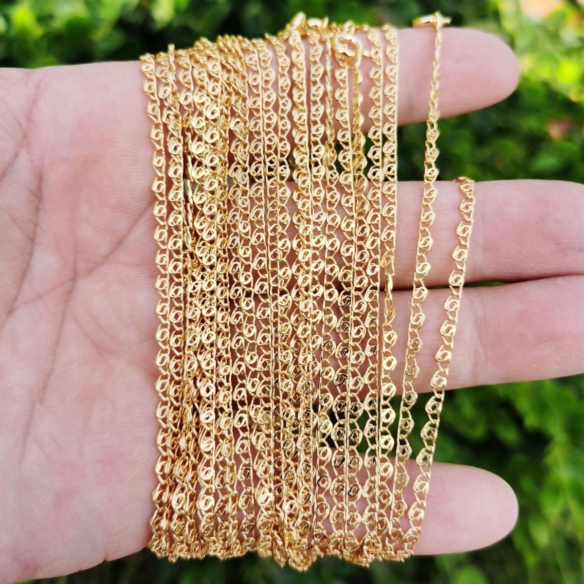 24K Gold Filled 17.7, 19.7 Inches Scroll Chain Necklace - Designed Necklace - 2mm, 2.5mm Designed Necklace w/ Spring Rings | CN-433, CN-853 Clearance Pricing