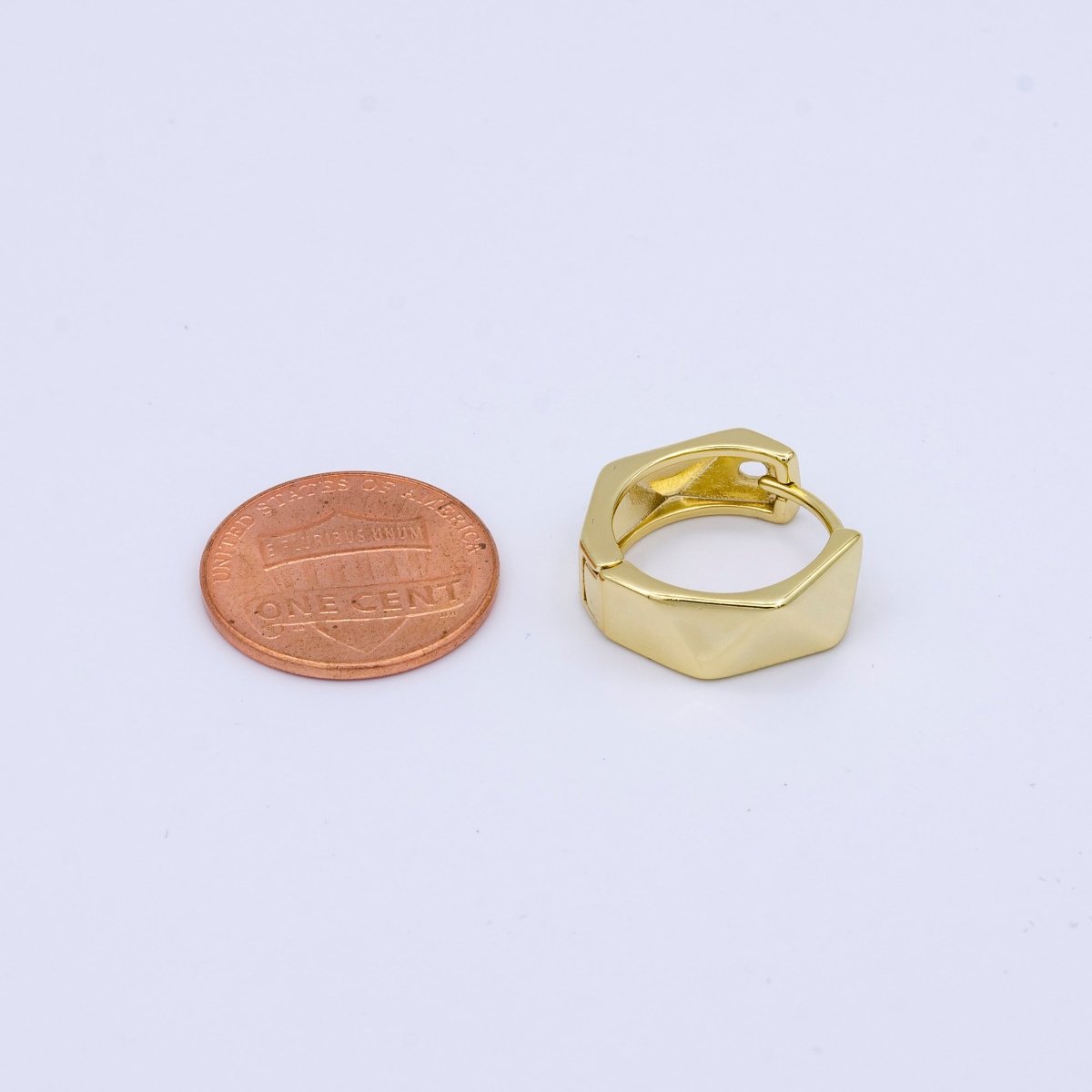 24K Gold Filled 18mm Geometric Abstract Huggie Hoop Earrings | AB1020