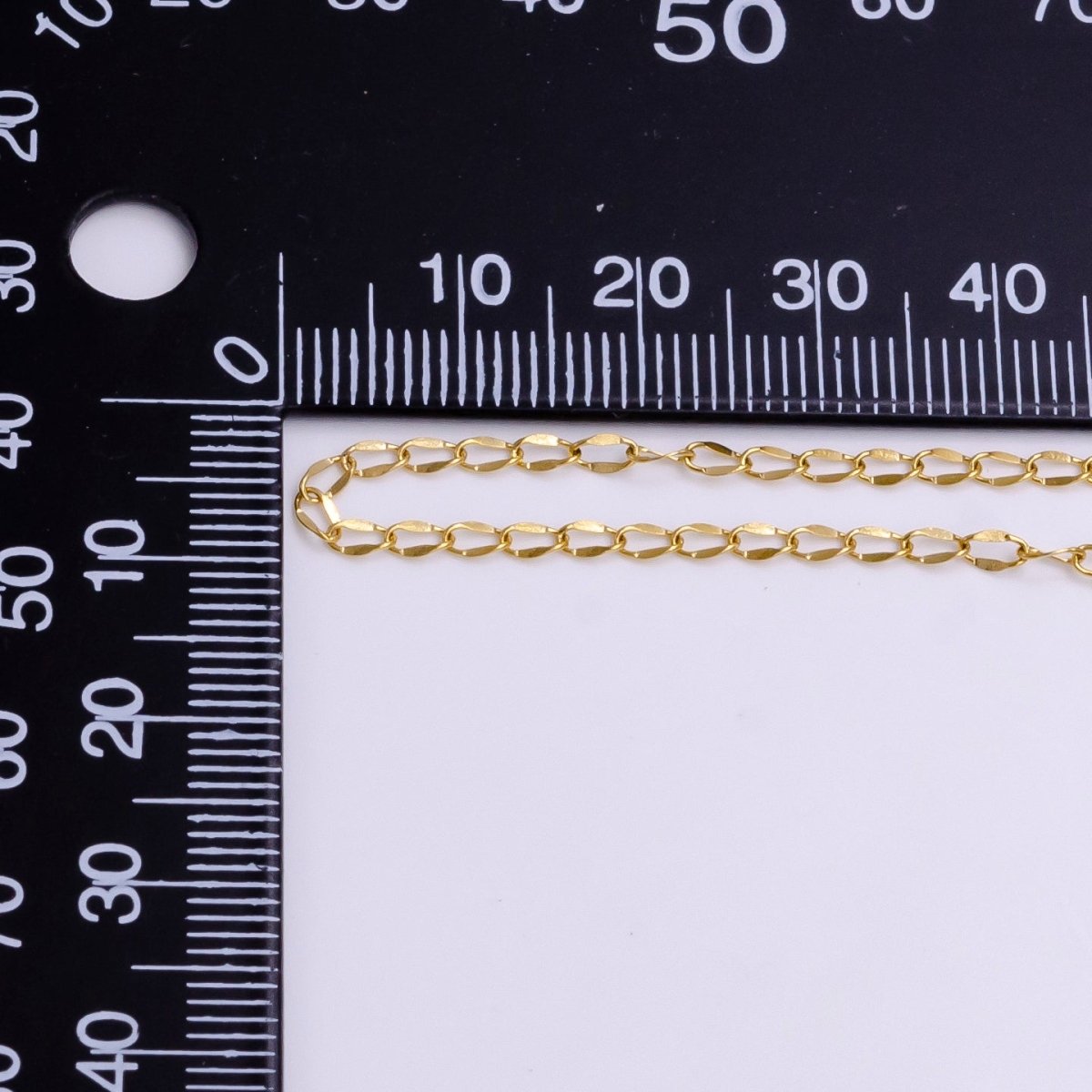 24K Gold Filled 2.2mm Double Edged Figure 8 Designed Unfinished Chain For Jewelry Making | ROLL-1379 Clearance Pricing