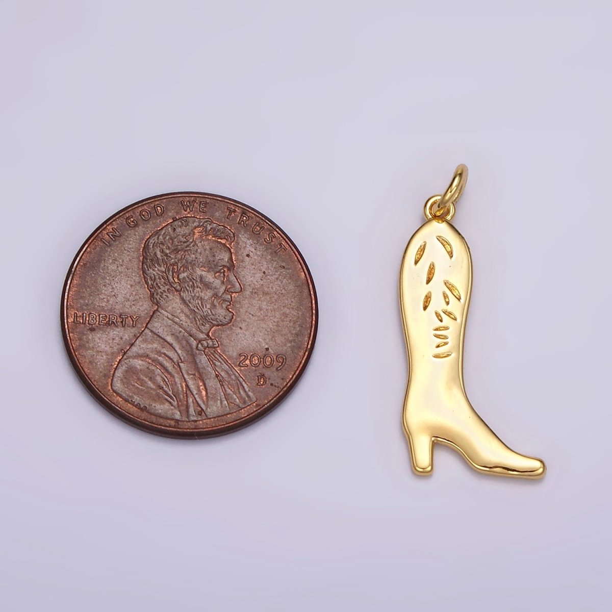 24K Gold Filled 24mm High Heel Cowboy Boots Lined Minimalist Charm | AC867