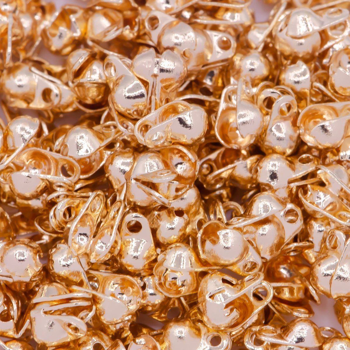 24K Gold Filled 2.5mm Side Fold Clamshell Bead Tip Knot Cover Supply L-843