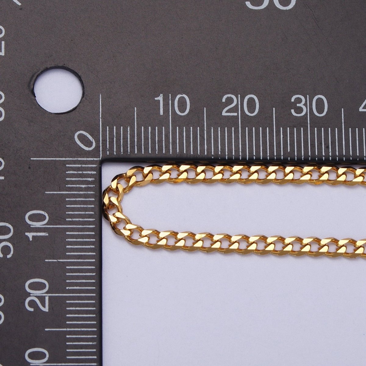 24k Gold Filled 2.8mm Miami Cuban Curb Chain Cable Link Unfinished Yard Chain in Gold | ROLL-947 Clearance Pricing