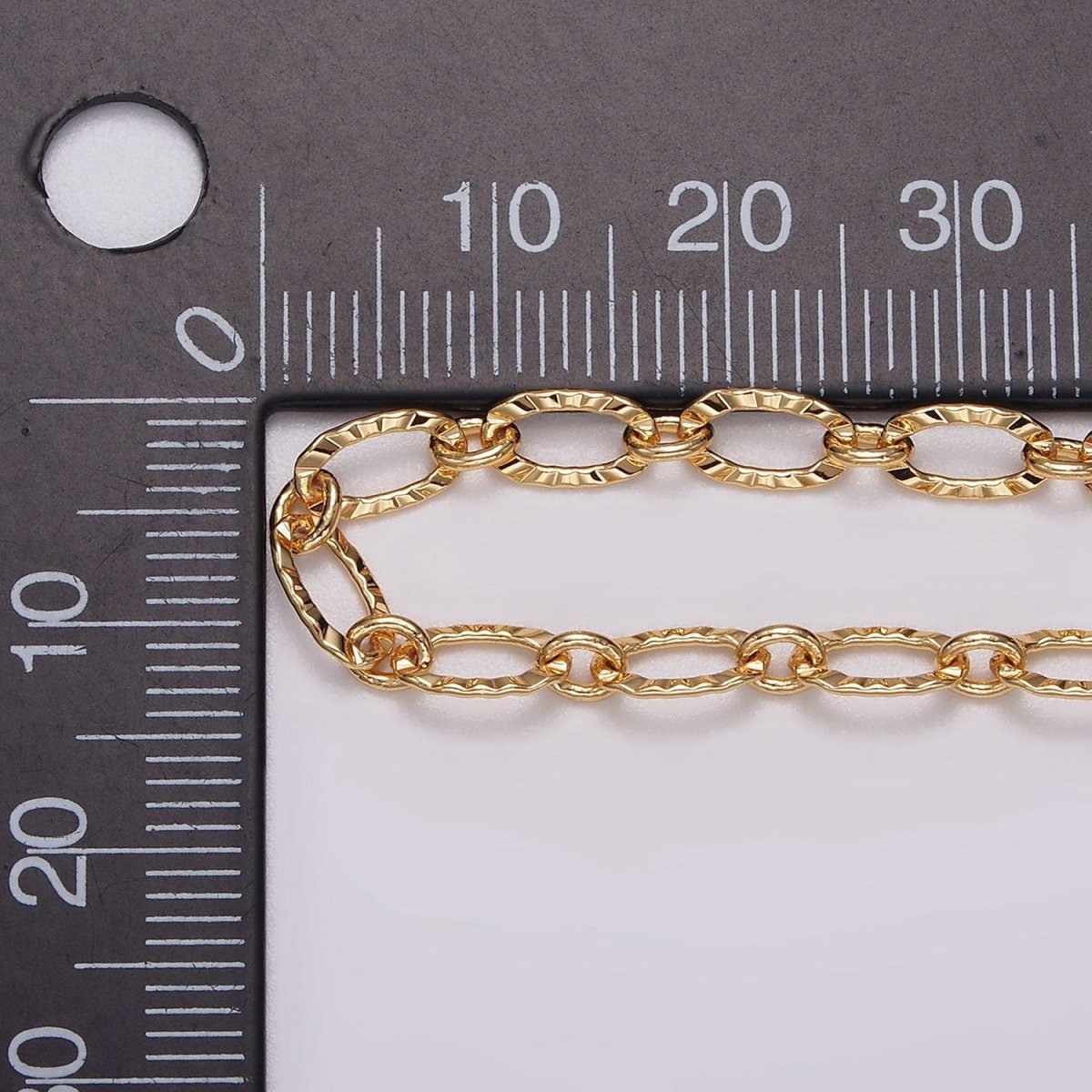 24K Gold Filled 4.3mm Sunburst Oval Cable Link Chain Unfinished Chain For Jewelry Making | ROLL-1385 Clearance Pricing