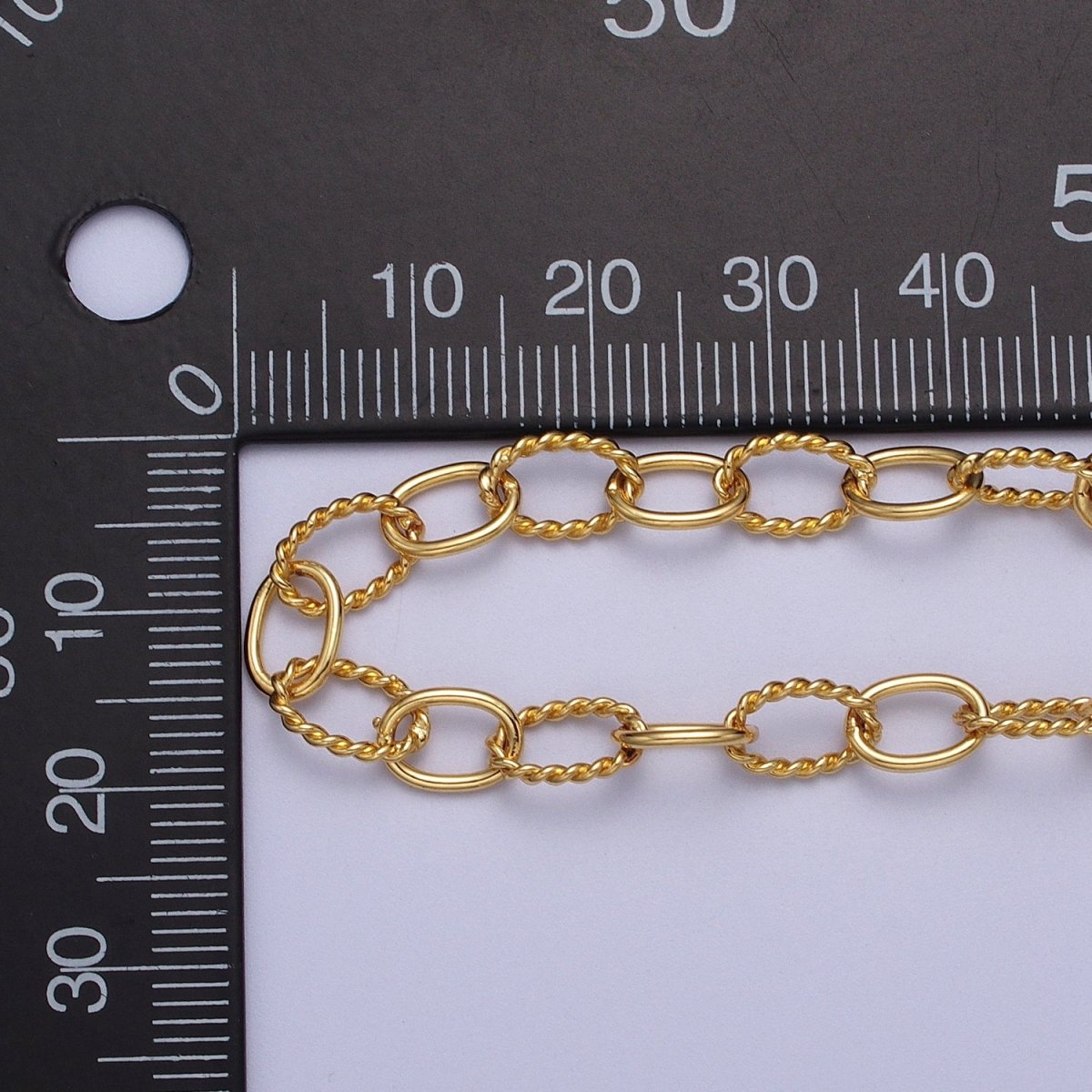 24K Gold Filled 6mm Designed Twisted Oval Cable Unfinished Chain by Yard | ROLL-1027 Clearance Pricing