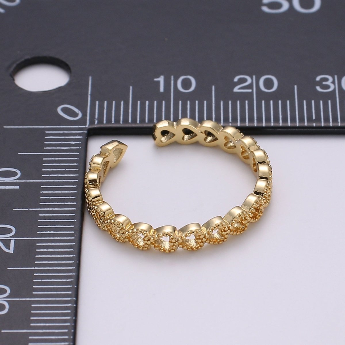 24k Gold Filled Adjustable Open Ring Heart Ring Love Ring With Micro CZ Stones For Jewelry Making Supplies R329