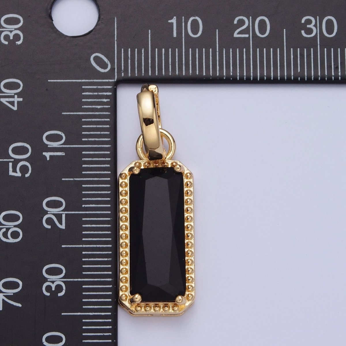 24K Gold Filled Baguette Huggie Hoop, Multicolor CZ Gold Beaded Cocktail Party Earrings V-410-V-418