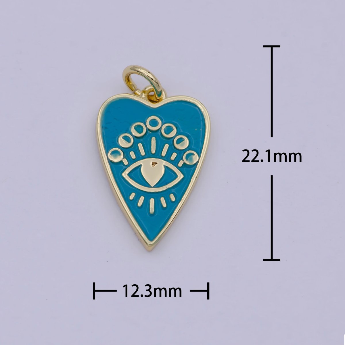 24k Gold Filled Bright Eye charm, Heart Charm, Eye Charm, Light Blie Charm, For Charm Bracelets, For Necklace Pendants E-579