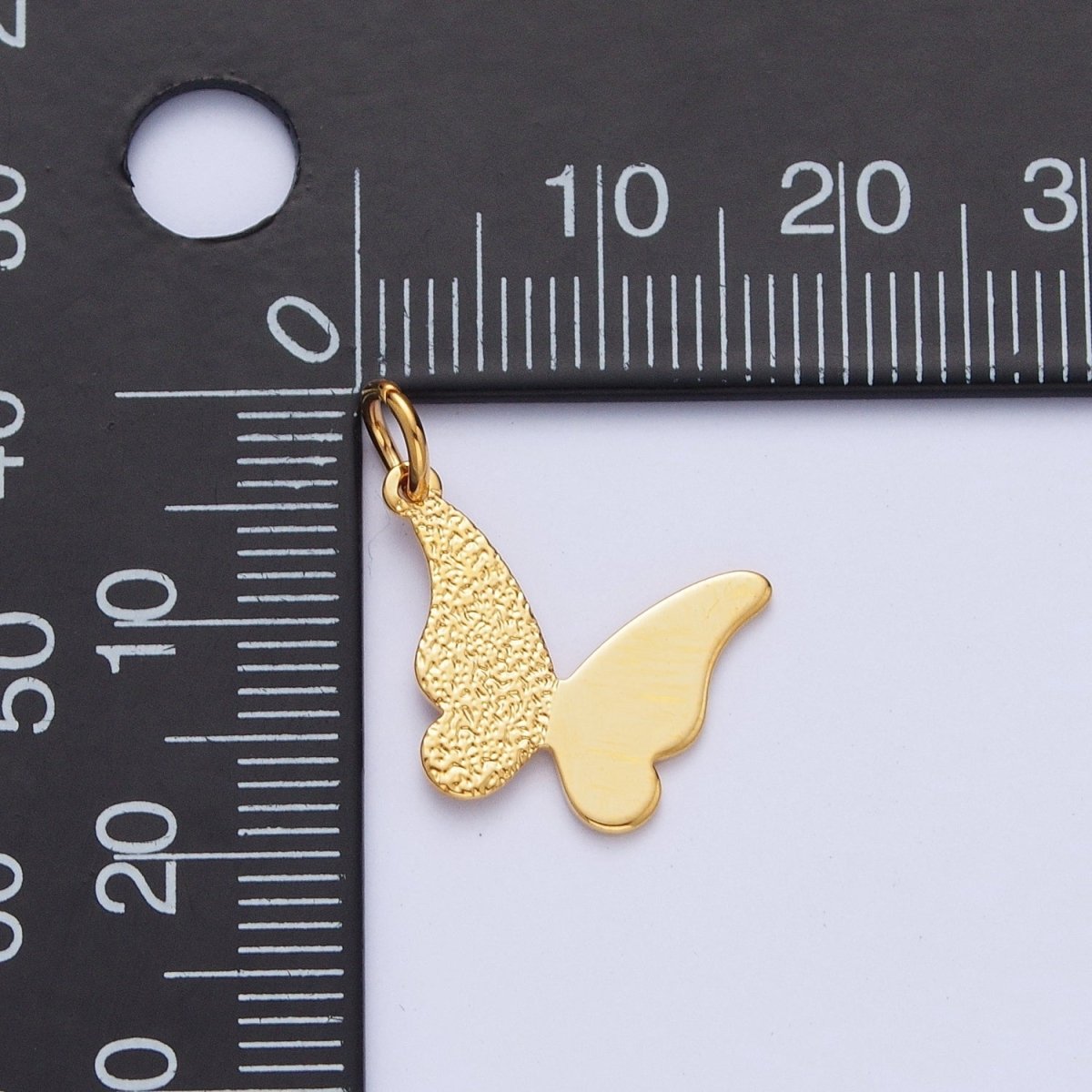 24K Gold Filled Butterfly Textured Charm, Minimalist Textured Gold Dainty Butterfly For Earring Bracelet Necklace Jewelry Making AG-089