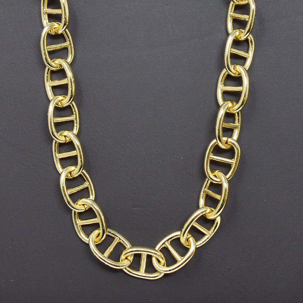 24k Gold Filled Chunky Statement Thick Bold Mariner Anchor Chain by Yard, Wholesale Bulk Roll Chain For Jewelry Making, 13.6X18.4mm Anchor Chain Unfinished Chain For Necklace Bracelet Anklet Component Supply | ROLL-451 Clearance Pricing