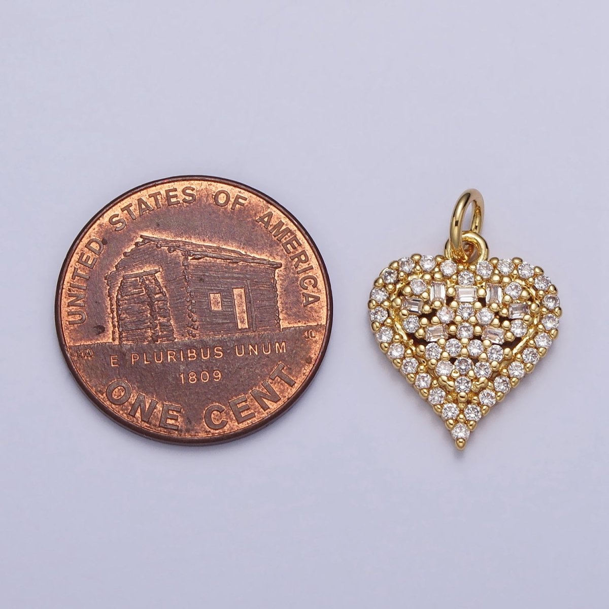 24K Gold Filled Clear CZ Micro Paved Heart Add-On Charm | AC311