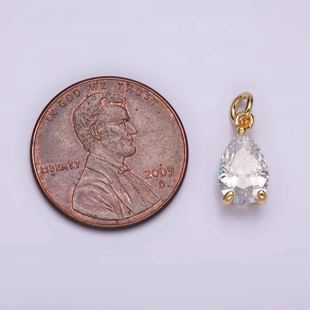 24K Gold Filled Clear Teardrop CZ Bezel Add-On Charm | AC877