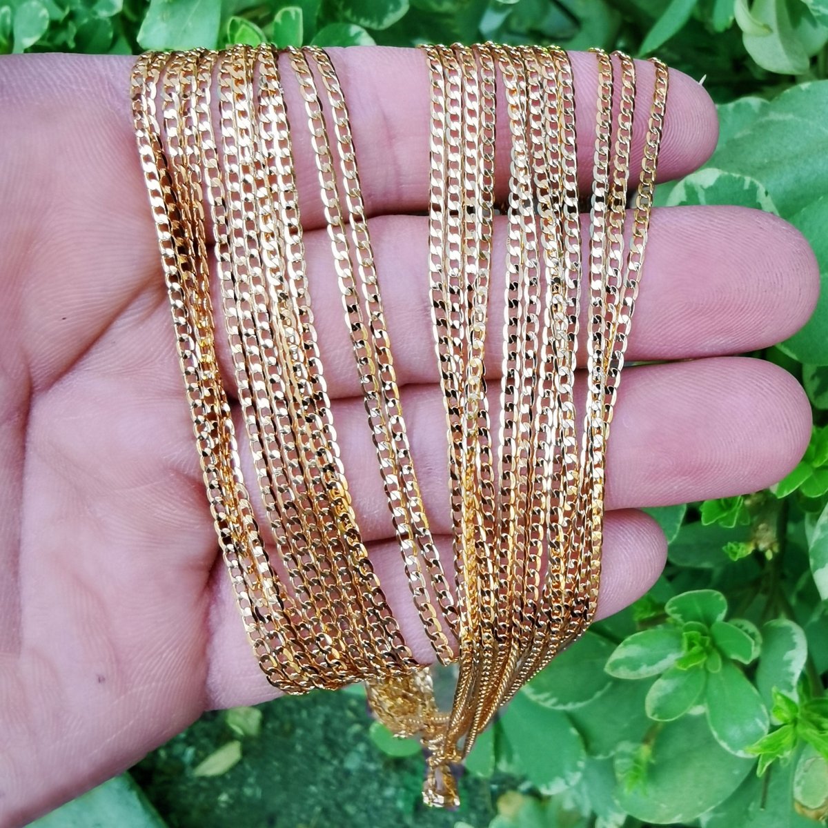 24k Gold Filled Curb Chain Filled Curb Cuban Chain Necklace, Layer Gold Chain 17.5 inch / 19.5 inch | WA-748 WA-772 Clearance Pricing