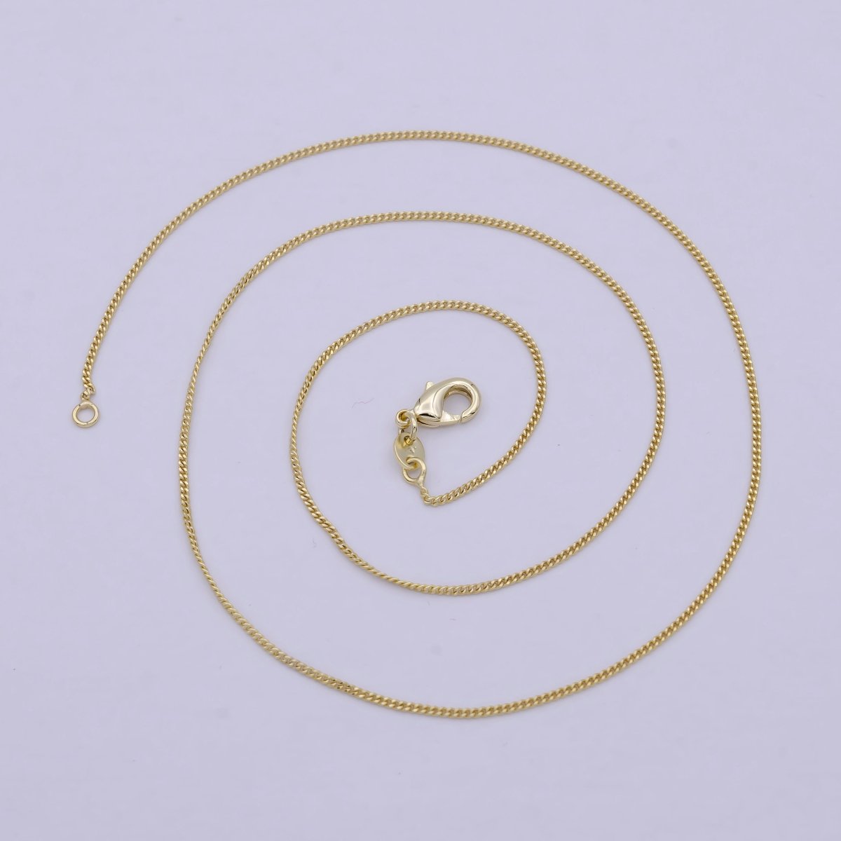 OS 24K Gold Filled Curb Chain Necklace, 17.7 Inch Curb Chain Necklace, Dainty 1mm Link Necklace w/ Lobster Clasp | WA-811 Clearance Pricing
