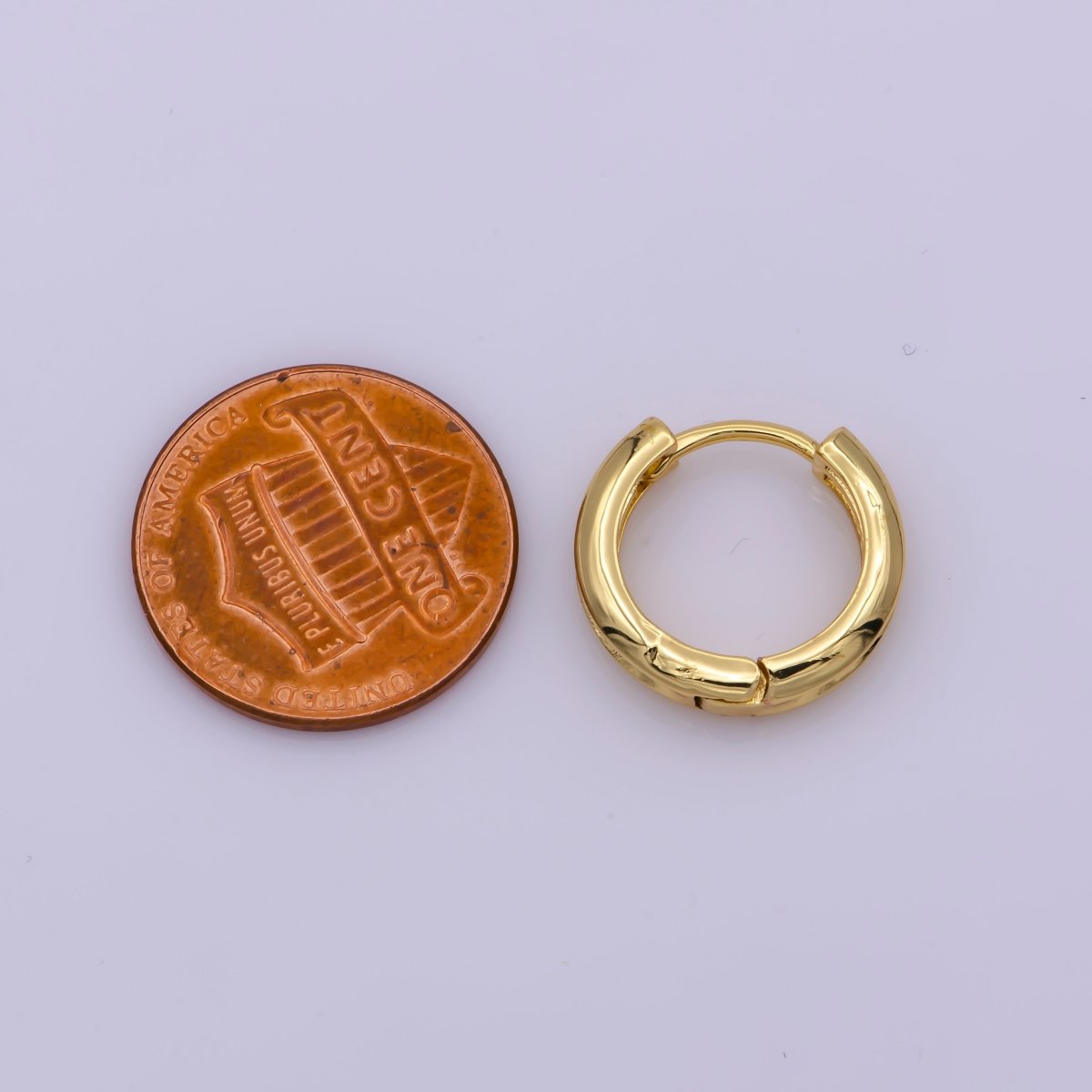 24K Gold Filled Curved 16.2mm Huggie Hoop Geometric Earrings | AB-1163
