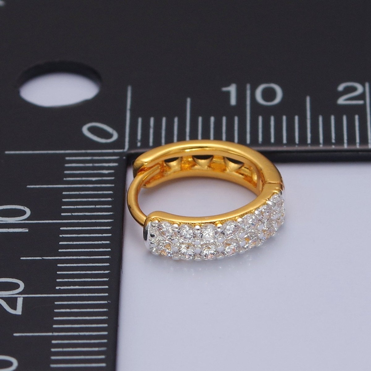 24K Gold Filled CZ Hoop Earrings Small Lever Back Huggie Hoop Earrings-Dainty CZ Earrings T-455