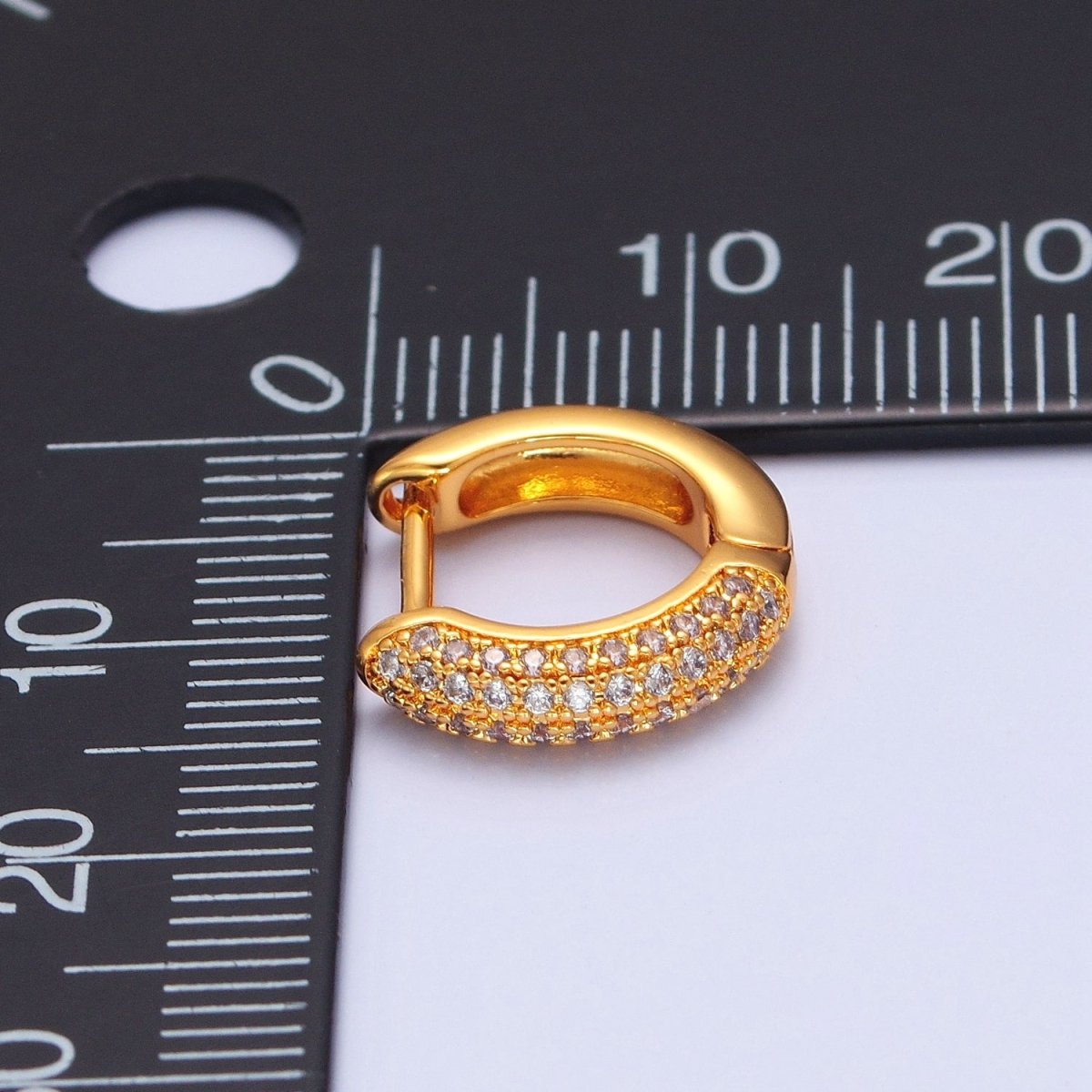24K Gold Filled CZ Hoop Earrings Small Lever Back Huggie Hoop Earrings-Dainty CZ Earrings T-456